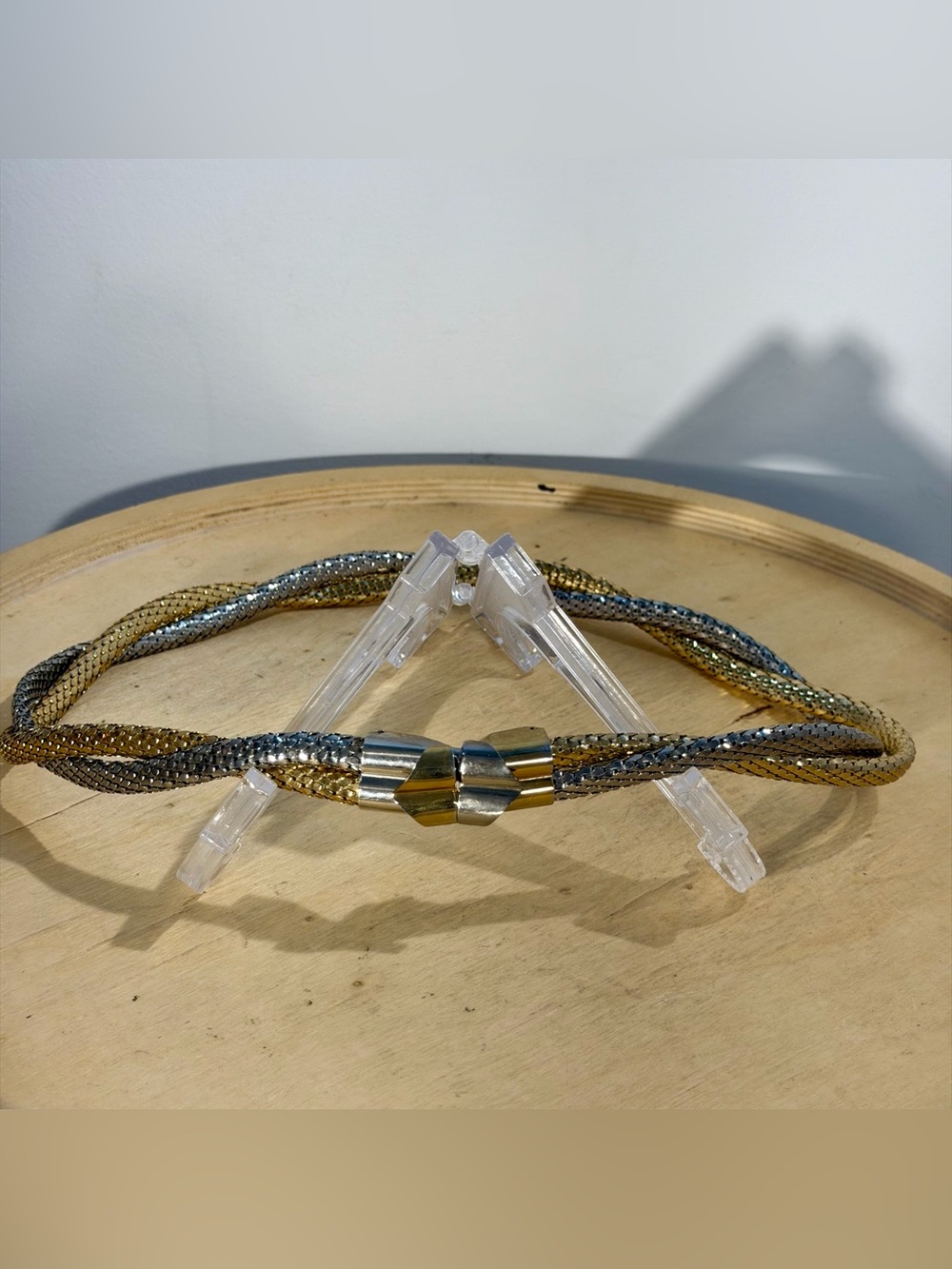 Two-Tone Braided Metallic Belt - Gold & Silver
